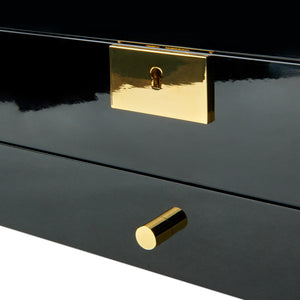 'PEARSON VALET' Watch Display Case | Premium Jewelry and Watch Box with Valet Drawer, Glass Lid, and Lock | Black Piano Finish