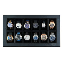 Load image into Gallery viewer, &#39;SPECTER&#39; Elegant, 12 Slot Watch Box Organizer with Lock &amp; Glass Lid | Premium Watch Display &amp; Storage Case for Watches | Oversized
