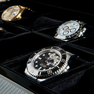 'SPECTER' Elegant, 12 Slot Watch Box Organizer with Lock & Glass Lid | Premium Watch Display & Storage Case for Watches | Oversized